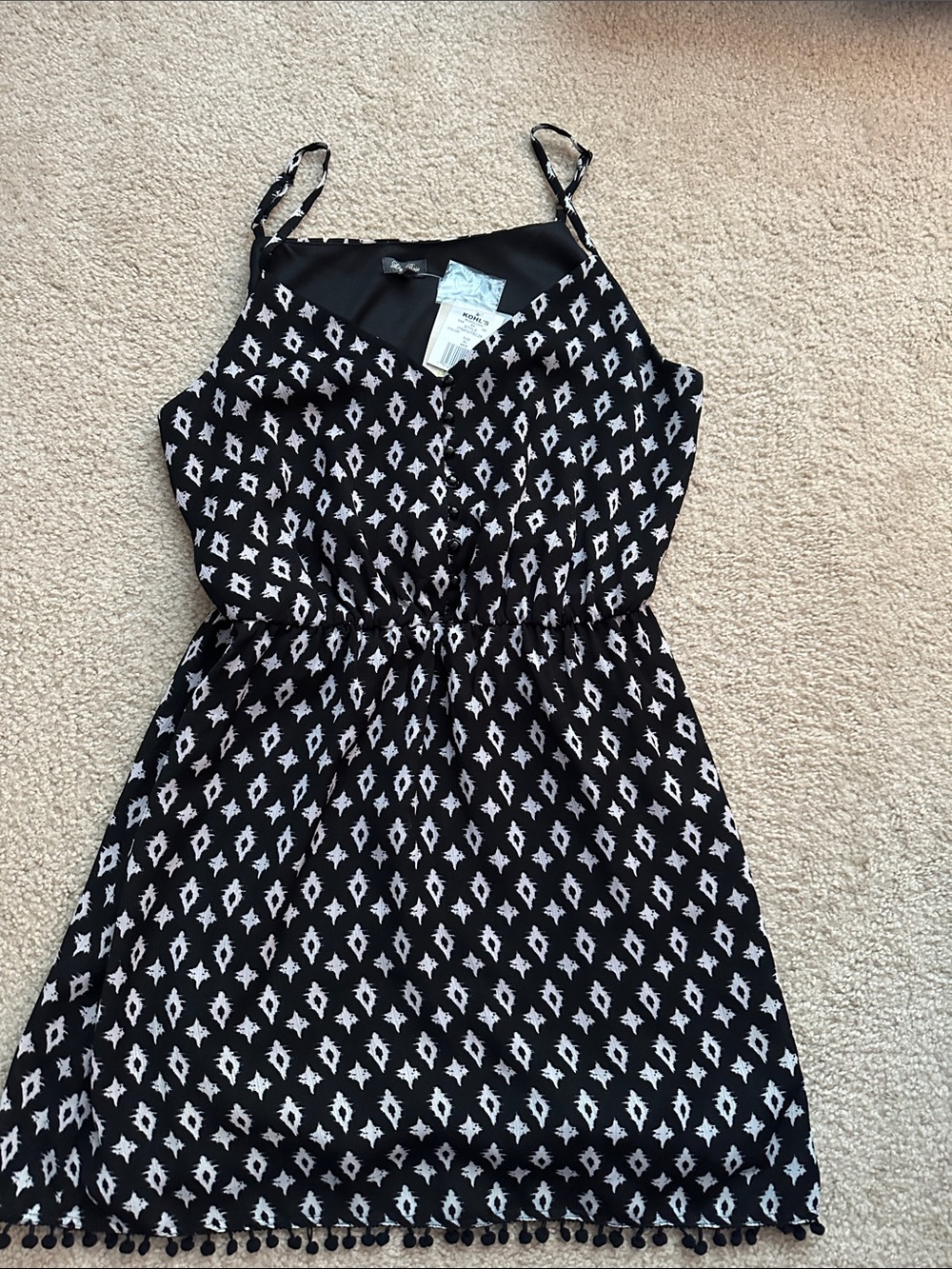 Lily Rose Black and White Geo-Print Mini Dress
